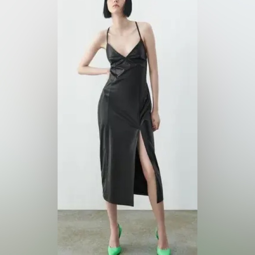 Zara Leather Slip Dress NWT